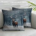 thumbnail image 3 of Chilfamy Deer Snow Trees Pillow Cushion Covers Square Design for Sofa Couch Bedroom Car Chair Home Decor Winter Theme Zipper Closure 1PC 18x18in, 3 of 5