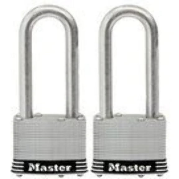 Master Lock 5SSTLJ Stainless Steel Outdoor Padlock with Key, 2 Pack Keyed-Alike, Silver