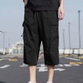 thumbnail image 6 of Mifsaly Capri Cargo Pants for Men with 4 Pockets Drawstring Elastic Waist Baggy Cropped Hiking Pant Summer Outdoor Workout Clothes XXL, 6 of 8