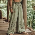 thumbnail image 2 of yunLCZ Women's Wide Leg Pants Holiday Style Retro Linen Floral Ethnic Print Casual Pants For Women – Comfortable Relaxed Fit Perfect For Summer Beach And Vacation Wear Business Work Casual Pants, 2 of 4