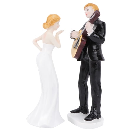 FRCOLOR  Wedding Couple Cake Topper Resin Figures for Still Funny Silver Bride Lovers
