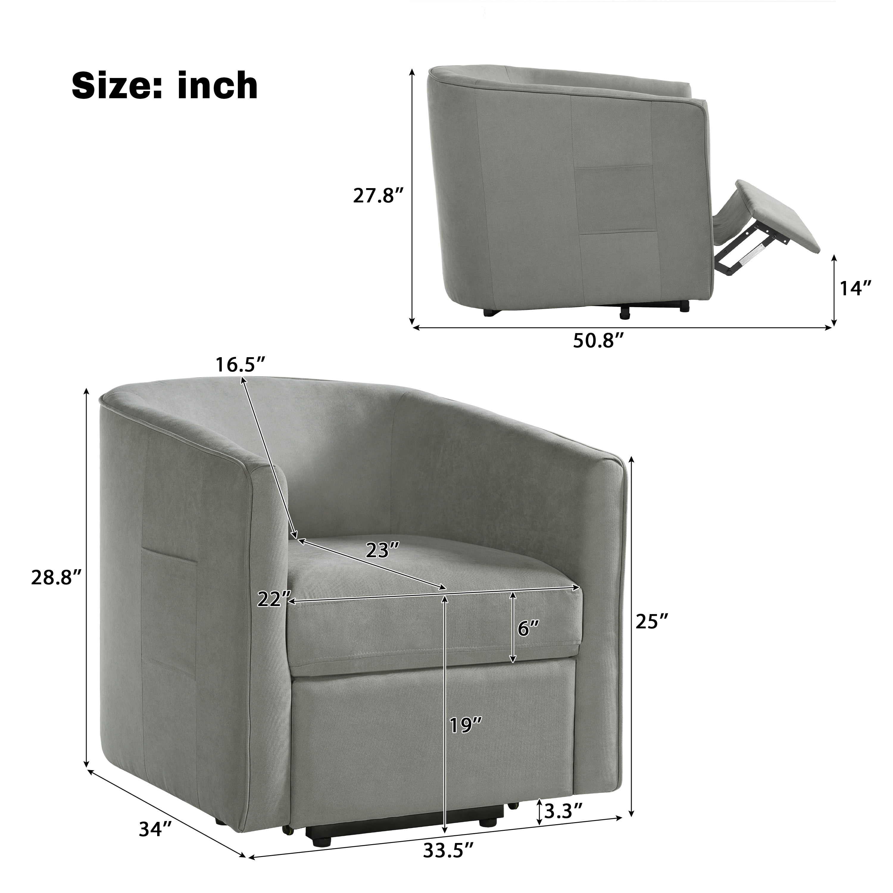 Euroco Power Lift Recliner Chair, Barrel Shape Lift Assist Reclining Chair with Footrest and Side Pocket,Chenille Upholstery Electric Lift Chair for Seniors,Grey
