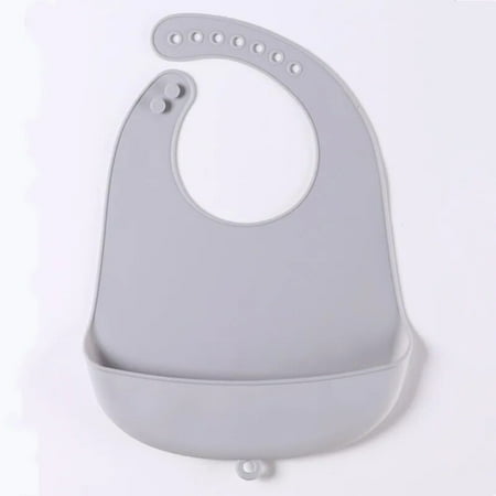 Food Grade Silicone Baby Eating Bibs Easy to Clean Baby Bibs Drool Towels Waterproof Children Silicone Drool Bibs One Size silver grey