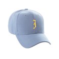 thumbnail image 3 of Daxton Structured Baseball Hat Cap Curved Visor Old English Font Alphabet A to Z, Light Blue Hat Gold I, 3 of 4