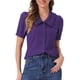 thumbnail image 1 of BLUSA CHIC para Mujeres con Cuello Peter Pan, Manga Corta Abullonada, Camisa Retro L Color Púrpura Oscuro, 1 of 6