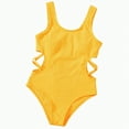 thumbnail image 2 of Gubotare Girls Bathing Suits Girls Swimsuit One Piece Girls Bathing Suit for Girls Swimwear Color Block Beach Sport Padded Swimsuit for Girls Size 7-8 (Yellow,7-8 Years), 2 of 5
