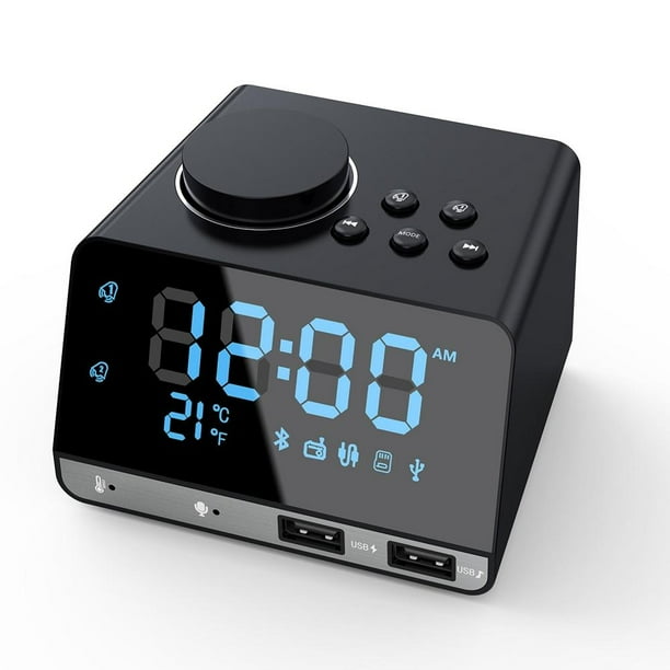 Alarm Clock Radio Bluetooth Speaker Dual Alarm Clocks with Dual USB