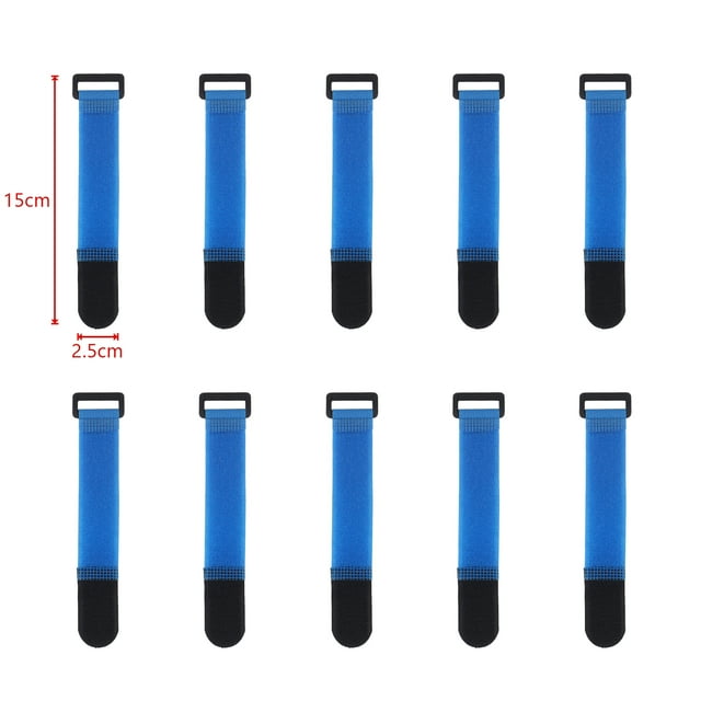 10Pcs 2.5cm Width Nylon Cable Ties Reverse Buckle Strap Reusable Self Adhesive Tape Fastener Hook Loop Fixed Strap Sticky 2.5x15CM-C 10Pcs