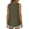 thumbnail image 4 of Lovskoo Waffle Knit Tank Top for Women Summer 2024 Trendy Solid Color Loose Round Neck Sleeveless Tops Olive Green XL, 4 of 8