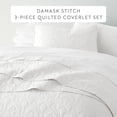 thumbnail image 2 of Noble Linens White Damask Pattern Quilted Coverlet Set, Full/Queen, 2 of 12