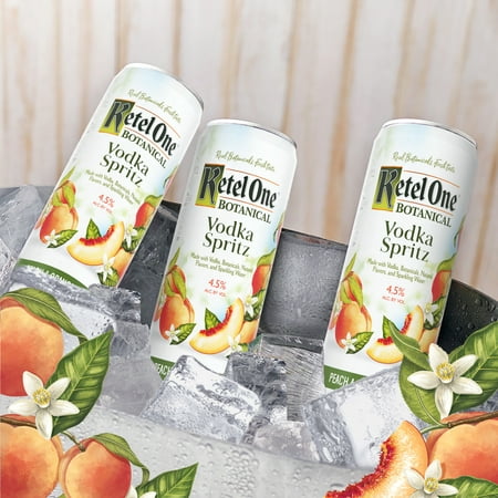 Ketel One Botanical Vodka Spritz Peach & Orange Blossom, 4-PACK (4 x 12 fl oz), 5% ABV