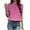 a-Pink35780, variant on VNKIDY Women's Solid Color Slim Fit T Shirts Short Sleeve Stand Collar Ruffled Blouse For Office Casual Daily Wear Versatile Tops