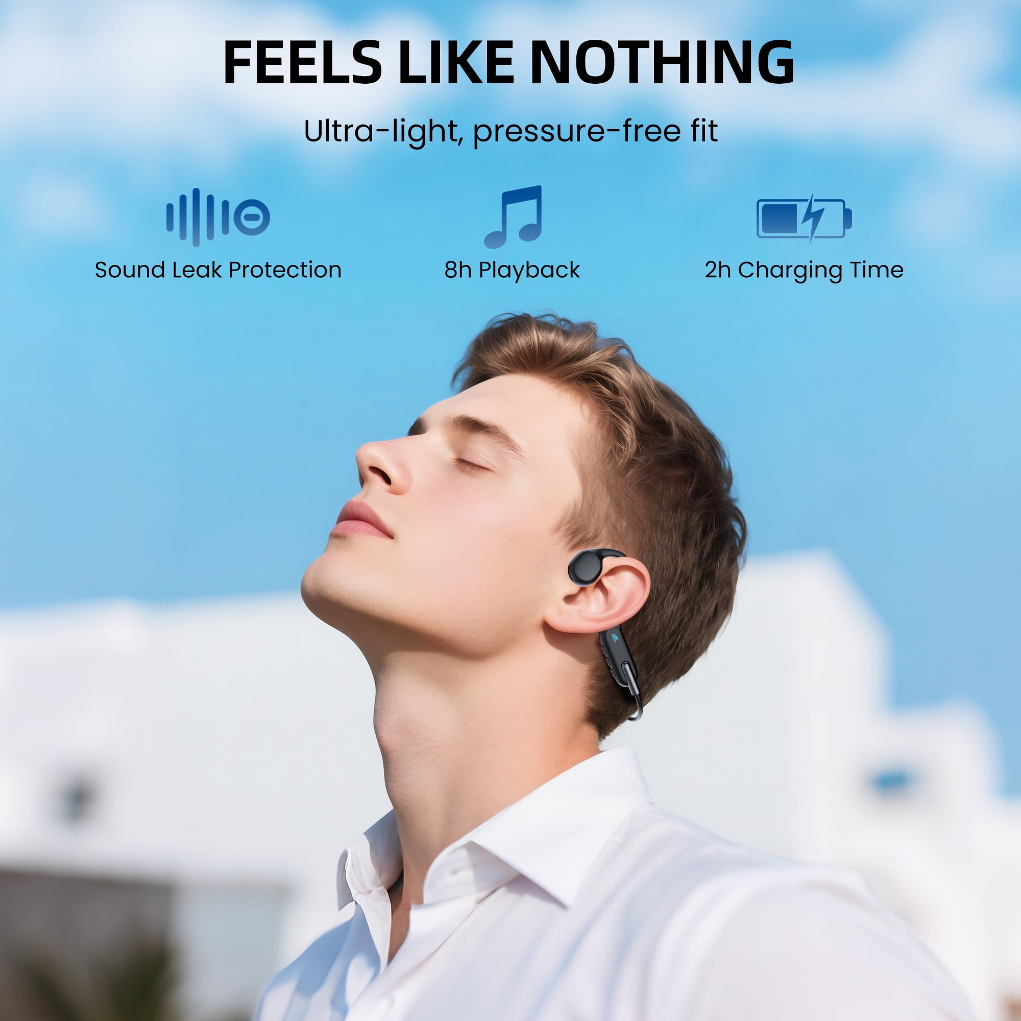 HiFi WALKER T10 Air Bone Conduction Headphones IPX8 Waterproof Bluetooth 5.3, 32GB Storage