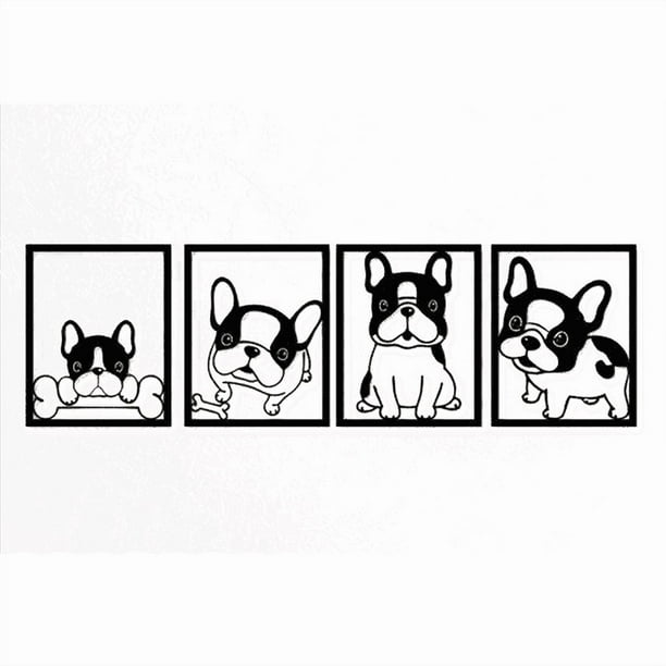 Cuadro Decorativo de Metal con Diseño cachorro Bull Dog Frances Chico