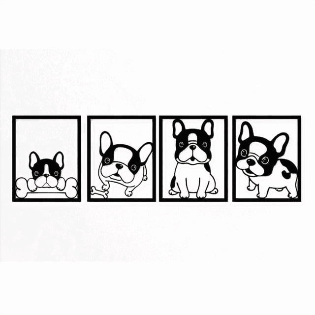 Cuadro Decorativo de Metal con Diseño cachorro Bull Dog Frances Extra grande