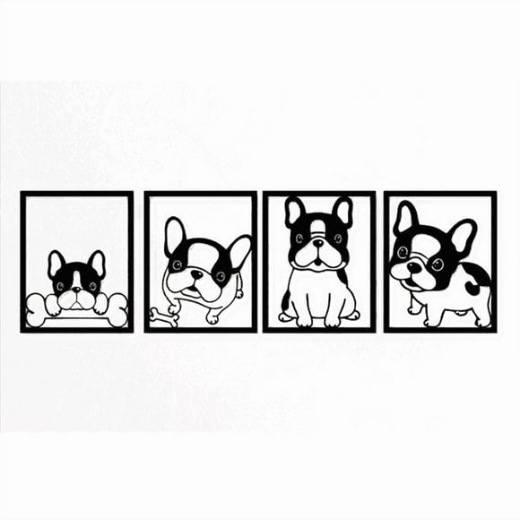 Cuadro Decorativo de Metal con Diseño cachorro Bull Dog Frances Chico