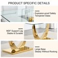 thumbnail image 4 of Sumdeal Modern 9-Piece Dining Set, 71-Inch Rectangular Tempered Glass Table with 8 White PU Leather Chairs, Gold Legs, Style 1, 4 of 9