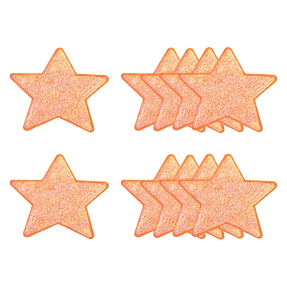 Uxcell Sequin Star Iron on Patches, Embroidery Sequin Patches for Clothing Repair Backpack Shoes Decoration Orange 5 in