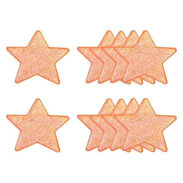 Uxcell Parche de estrella de lentejuelas para planchar, parches de lentejuelas bordados para reparación de ropa, decoración de mochila y zapatos, naranja 5 en