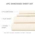 thumbnail image 5 of Noble Linens 4 Piece Ivory Striped Embossed Bed Sheet Set, King, 5 of 11