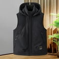 thumbnail image 2 of USNSM Men's Softshell Vest Windproof Lightweight Hooded Vest Outerwear with Zipper Pockets, Sleeveless Jacket for Sports Black XXXL, 2 of 8
