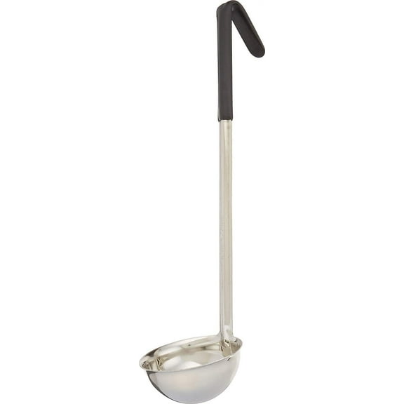 Winco LDC-6 Stainless Steel Ladle with Black Handle, 6-Ounce, Medium,