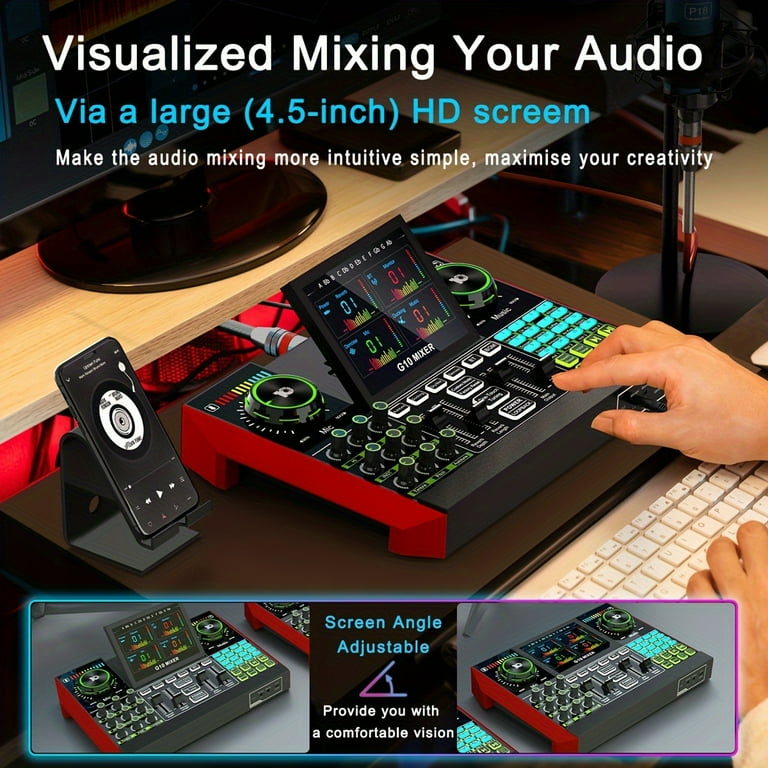 Tenlamp Podcasting Mic Studio Recording Music Kit with Mixer