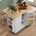 thumbnail image 6 of HLR 50.39" Kitchen Island with Storage, Wood Top Cart with Drop Leaf and Wheels, White, 6 of 14