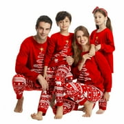 Matching Family Pajamas Sets Christmas Matching Holiday Pjs Letter Print Top and Plaid Pants Sleepwear