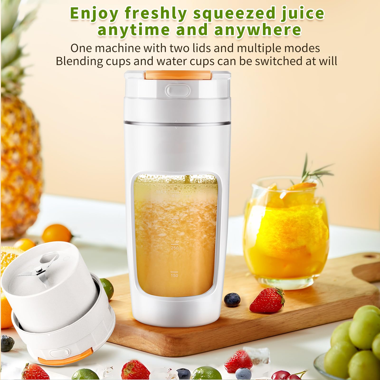 Portable Blender, 20oz Smoothie Blender Cup with rechargeable Battery, Crushable Ice, Suitable for Shakes and Smoothies, Suitable for Travel, Sports, Camping and Fitness