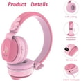 thumbnail image 5 of Riwbox BT05 Bluetooth Kids Headphones Wireless Foldable Headset Over Ear with Volume Limited and Mic/TF Card Compatible for iPad/iPhone/Tablet (Pink&Red), 5 of 7