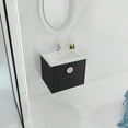thumbnail image 2 of 24 Inch Wall Mounted Bathroom Vanity with Ceramic Basin, Bathroom Sink Cabinet with 2 Soft Close Doors Gold Metal Handle for Small Room, Black, 2 of 9