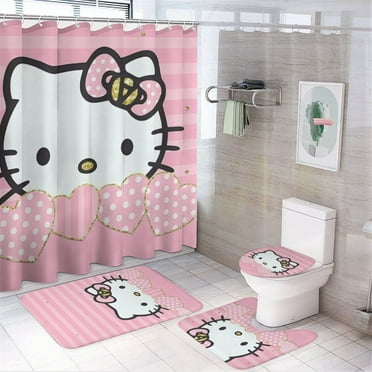 Hello Kitty Polyester Shower Curtain Set, 72" x 72" Waterproof