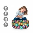 thumbnail image 2 of Colorful Storage Toy Bag Chair, Art of Ornamented Circles with Snowflakes and Polka Dots, Stuffed Animal Organizer Washable Bag, Small Size, Charcoal Grey Multicolor, by Ambesonne, 2 of 3
