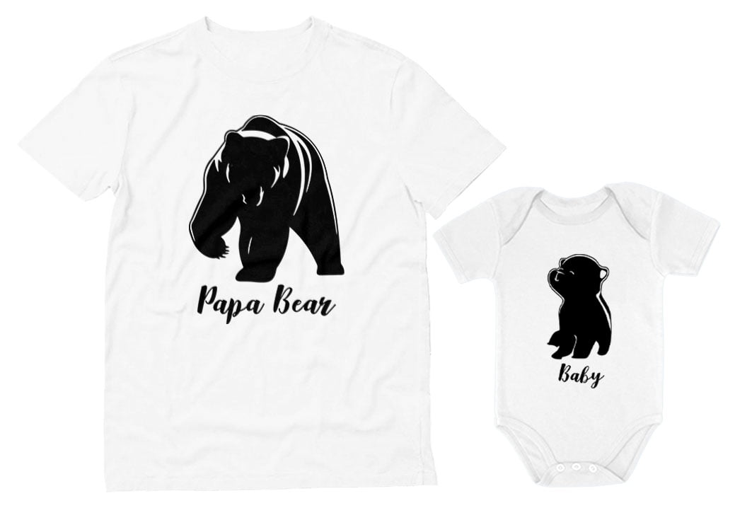 Baby /& Papa Bear Men/'s T-shirt /& Baby Bodysuit Outfit Father /& Son Matching Set