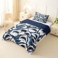 thumbnail image 3 of Feelyou Cartoon Ink Shark Twin Comforter Sets for Men Boys, Line Art Animal Bedding Set, Blue White, Blue Reversible, 2pcs, 3 of 6