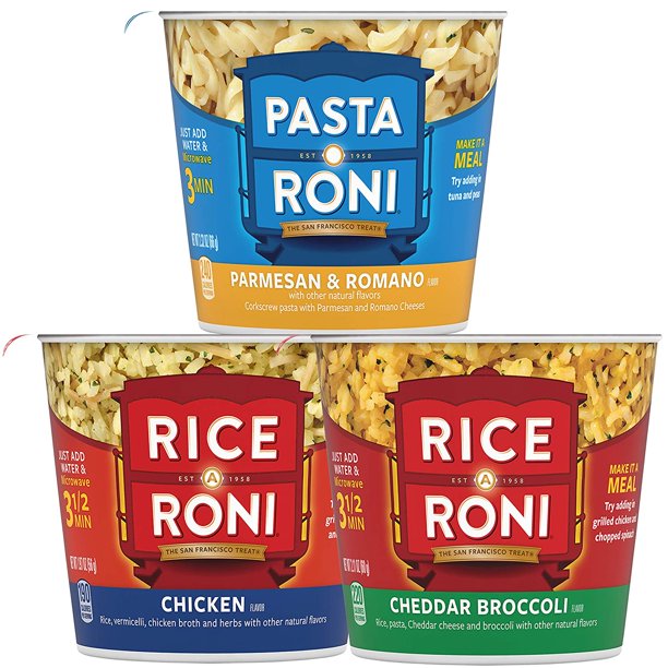 PASTA RONI Quaker Rice a Roni Cups Individual Cup, 3Flavor Variety