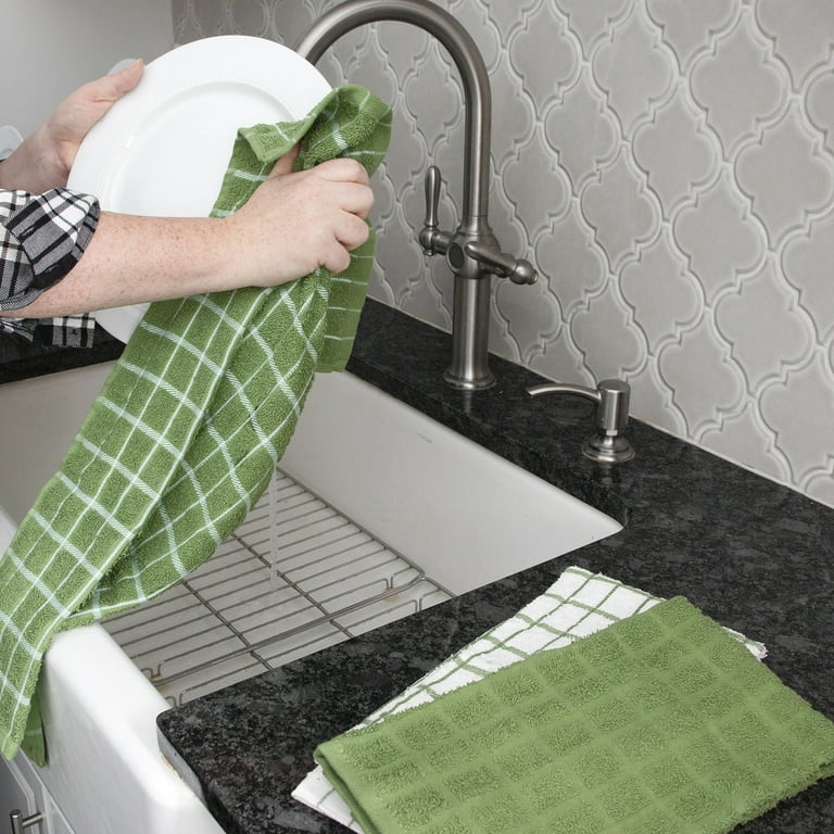 RITZ Black Terry Check Cotton Kitchen Towel Set of 3 82414A - The