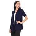 thumbnail image 3 of Women's Short Sleeve Open Front Cardigan Solid Draped Casual Design, 3 of 6