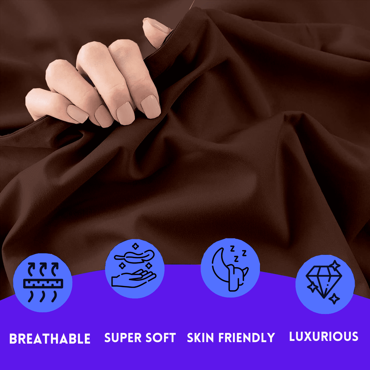 EASYCOT 800 Therad Count Queen Duvet Set 3 - Pieces Soft 100% Egyptian Cotton Solid Duvet Cover Set - Breathable Bedding Set with Zipper Closure Long Staple - Comforter Cover - Chocolate