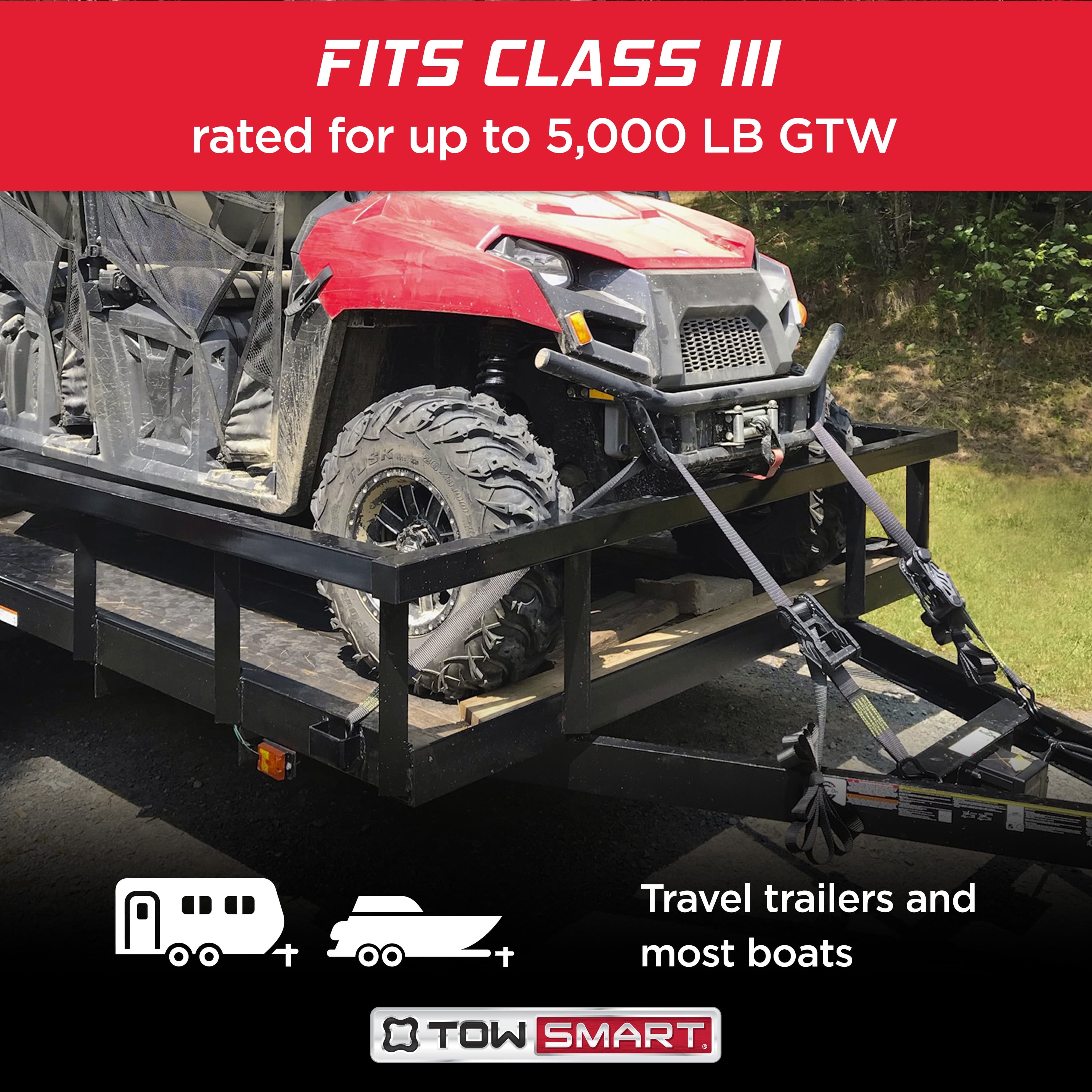 Towsmart BAJA Ball Hitch Towing X Mount, Class III, 3.25in Drop, 2in Rise, 1in Shank, 7377, 5000lb, 1 Each