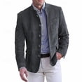 thumbnail image 2 of ZsaeSM Stand Collar Suede Blazer for Men Vintage Button Down Long Sleeve Coat Cowboy Stylish Suit Jackets with Pockets Dark Gray XL, 2 of 4