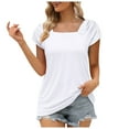 thumbnail image 2 of DailyTrove Women's Square Neck Short Sleeve Basic Top - Casual Fitted Tee, Versatile for Layering & Everyday, 2 of 4
