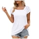 thumbnail image 2 of ICHUANYI Clearance Fashion Woman Causal Square Neck Solid Color Blouse Puff Short Sleeve T-Shirt Summer Tops(White, XL) ICHUANYI WER2023081001820, 2 of 8