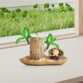 thumbnail image 4 of Plantas en macetas de madera brasileñas con estatuilla de monje Plantas de tocón de árbol hidropónico, 4 of 8