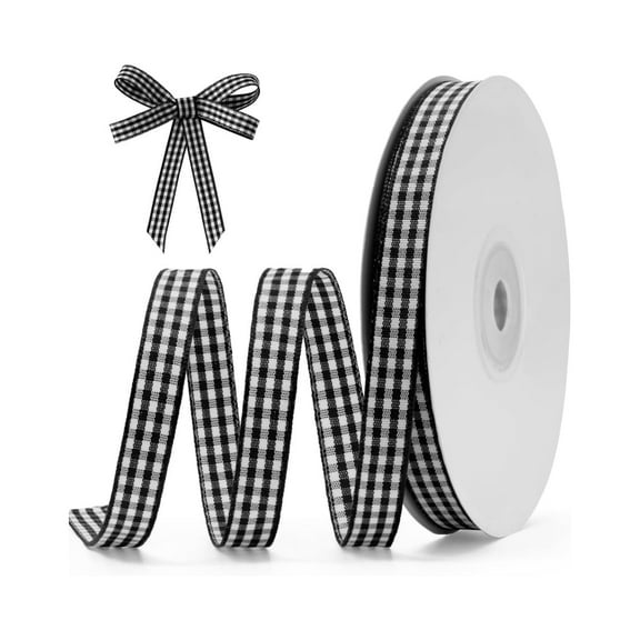 Gift Wrapping Ribbon,147.6Ft Black and White Birthday Decoration Ribbon for Indoor,0.4" Wide Wrapping Tool for DIY Craft,Sewing,Gift,1Pack