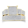 thumbnail image 4 of AFFY White Natural Diamond Engagement & Wedding Trio Band Ring Set In 10k Yellow Gold (0.96 Cttw), 4 of 8