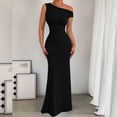 thumbnail image 2 of TaTaai Women's Solid Color Sleeveless Off-Shoulder Fishtail Dress with Slim Fit, Elegant Design, and Mermaid Hem Gift, 2 of 8