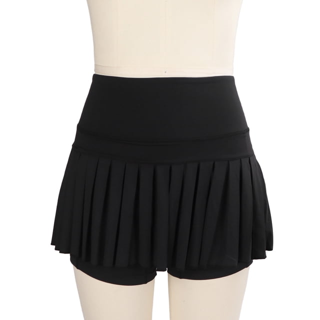 Falda Plisada De Tenis Pantalones Cortos Interiores Transpirables Falda Deportiva Negra De Moda para Mujer con Bolsillos para Correr Yoga L
