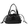 thumbnail image 2 of Bolsa De Hombro Bolsa vagabundo para mujer, con cordón, patrón de cocodrilo, Bolsas satchel para dama (negro) Likrtyny Para Estrenar, 2 of 9